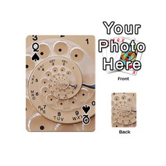 Queen Retro Vintage Beige Rotary Dial Spiral Droste Playing Cards 54 (Mini) from ArtsNow.com Front - SpadeQ