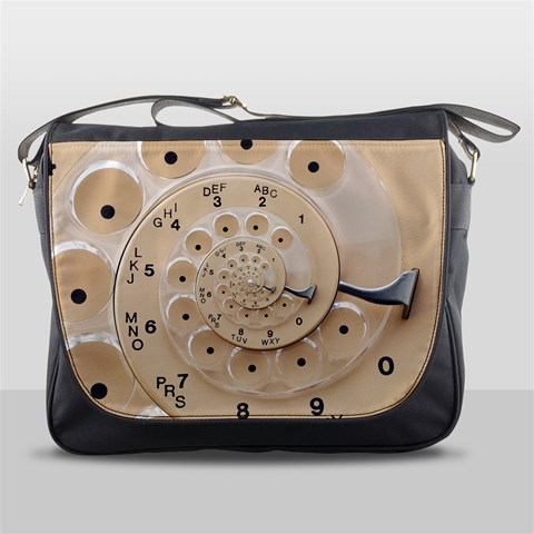 Retro Vintage Beige Rotary Dial Spiral Droste Messenger Bag from ArtsNow.com Front