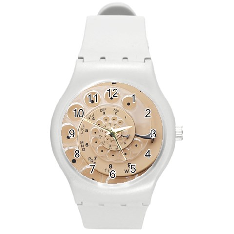 Retro Vintage Beige Rotary Dial Spiral Droste Round Plastic Sport Watch (M) from ArtsNow.com Front