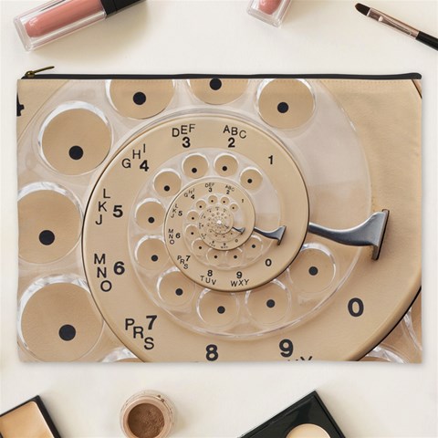 Retro Vintage Beige Rotary Dial Spiral Droste Cosmetic Bag (XXXL) from ArtsNow.com Front