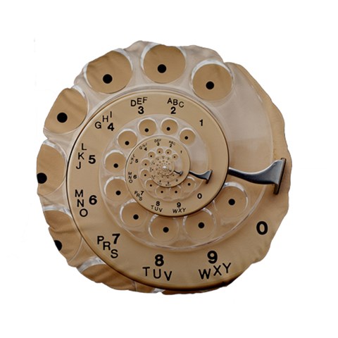 Retro Vintage Beige Rotary Dial Spiral Droste Standard 15  Premium Round Cushion  from ArtsNow.com Front