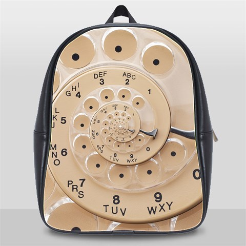 Retro Vintage Beige Rotary Dial Spiral Droste School Bag (XL) from ArtsNow.com Front