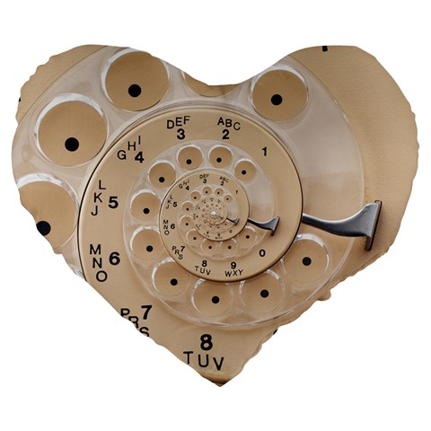 Retro Vintage Beige Rotary Dial Spiral Droste Large 19  Premium Heart Shape Cushion from ArtsNow.com Front