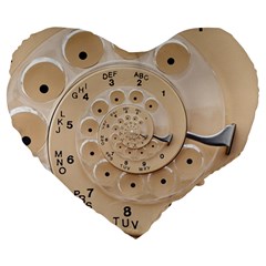 Retro Vintage Beige Rotary Dial Spiral Droste Large 19  Premium Heart Shape Cushion from ArtsNow.com Front