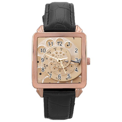 Retro Vintage Beige Rotary Dial Spiral Droste Rose Gold Leather Watch  from ArtsNow.com Front