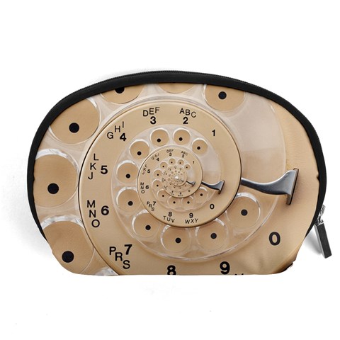 Retro Vintage Beige Rotary Dial Spiral Droste Accessory Pouch (Large) from ArtsNow.com Front