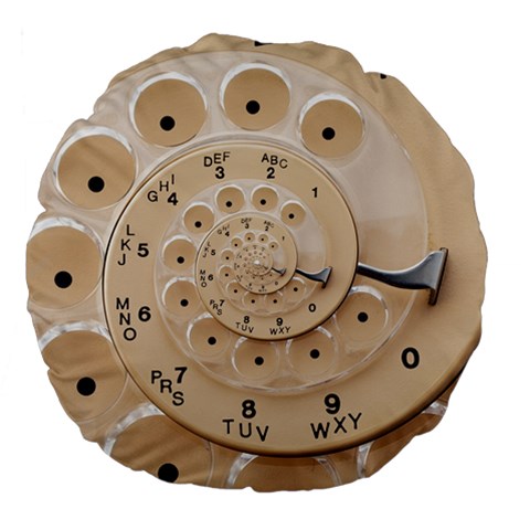 Retro Vintage Beige Rotary Dial Spiral Droste Large 18  Premium Flano Round Cushion  from ArtsNow.com Back