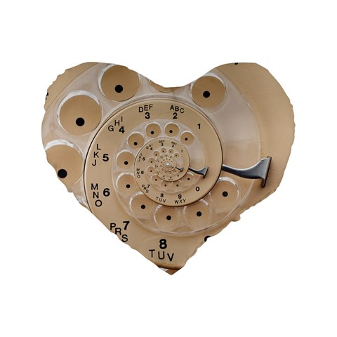 Retro Vintage Beige Rotary Dial Spiral Droste Standard 16  Premium Flano Heart Shape Cushion  from ArtsNow.com Front