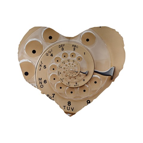 Retro Vintage Beige Rotary Dial Spiral Droste Standard 16  Premium Flano Heart Shape Cushion  from ArtsNow.com Back