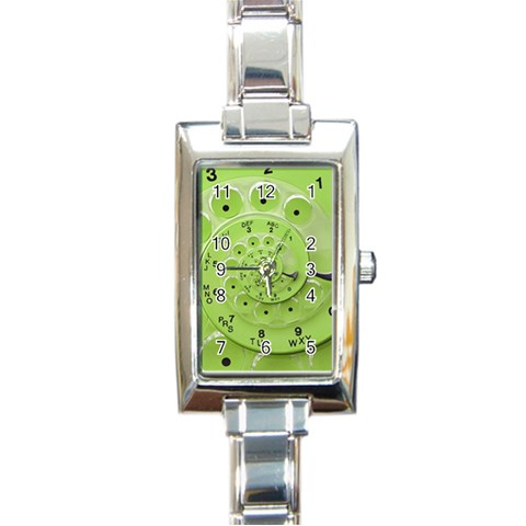 Retro Vintage Green Rotary Dial Spiral Droste Rectangle Italian Charm Watch from ArtsNow.com Front