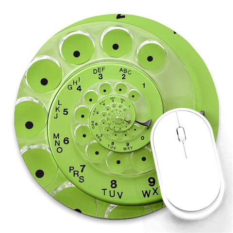 Retro Vintage Green Rotary Dial Spiral Droste Round Mousepad from ArtsNow.com Front