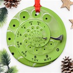 Retro Vintage Green Rotary Dial Spiral Droste Ornament (Round)