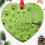 Retro Vintage Green Rotary Dial Spiral Droste Ornament (Heart)