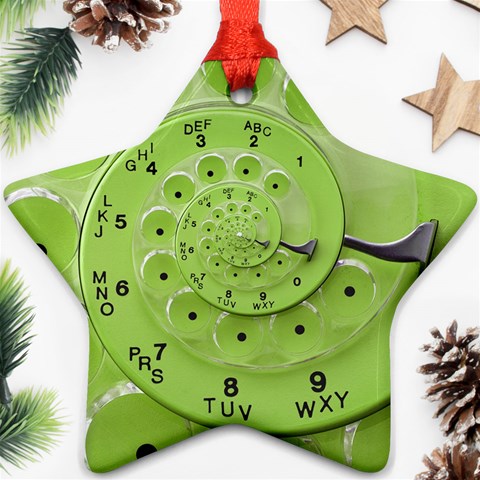 Retro Vintage Green Rotary Dial Spiral Droste Ornament (Star) from ArtsNow.com Front