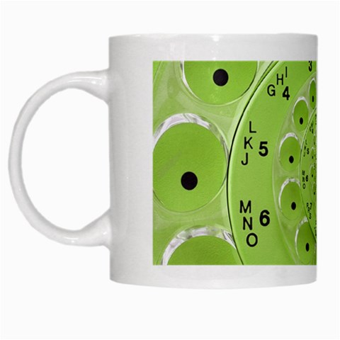 Retro Vintage Green Rotary Dial Spiral Droste White Mug from ArtsNow.com Left