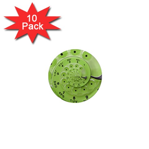 Retro Vintage Green Rotary Dial Spiral Droste 1  Mini Magnet (10 pack)  from ArtsNow.com Front