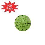 Retro Vintage Green Rotary Dial Spiral Droste 1  Mini Button (100 pack) 