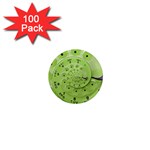 Retro Vintage Green Rotary Dial Spiral Droste 1  Mini Magnet (100 pack) 