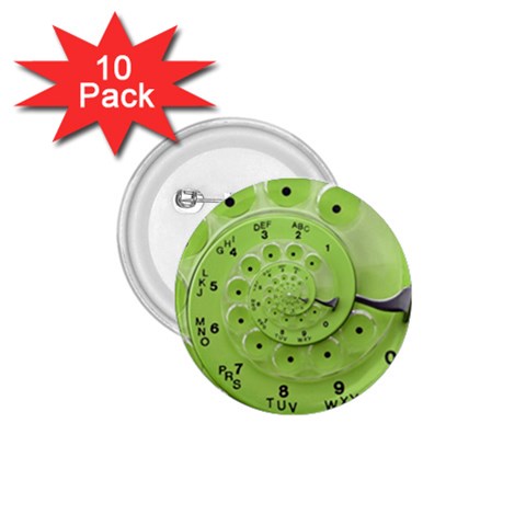 Retro Vintage Green Rotary Dial Spiral Droste 1.75  Button (10 pack)  from ArtsNow.com Front