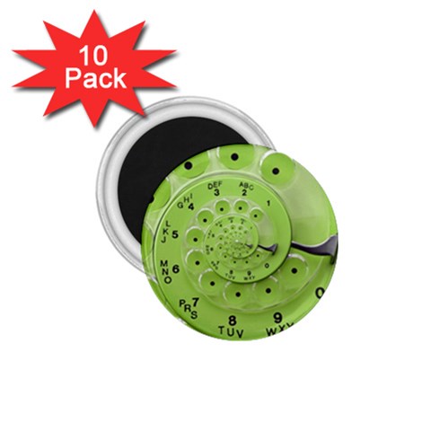 Retro Vintage Green Rotary Dial Spiral Droste 1.75  Magnet (10 pack)  from ArtsNow.com Front