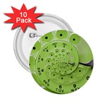 Retro Vintage Green Rotary Dial Spiral Droste 2.25  Button (10 pack)