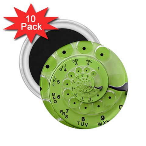 Retro Vintage Green Rotary Dial Spiral Droste 2.25  Magnet (10 pack) from ArtsNow.com Front