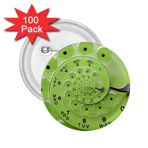 Retro Vintage Green Rotary Dial Spiral Droste 2.25  Button (100 pack) from ArtsNow.com Front