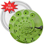 Retro Vintage Green Rotary Dial Spiral Droste 3  Button (10 pack)