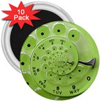 Retro Vintage Green Rotary Dial Spiral Droste 3  Magnet (10 pack)