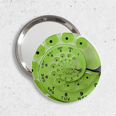 Retro Vintage Green Rotary Dial Spiral Droste 2.25  Handbag Mirror from ArtsNow.com Front