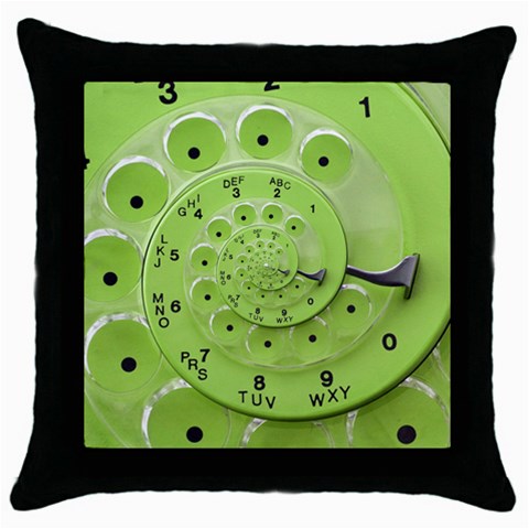 Retro Vintage Green Rotary Dial Spiral Droste Throw Pillow Case (Black) from ArtsNow.com Front