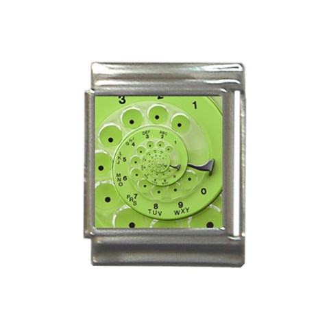 Retro Vintage Green Rotary Dial Spiral Droste Italian Charm (13mm) from ArtsNow.com Front