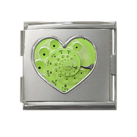 Retro Vintage Green Rotary Dial Spiral Droste Mega Link Heart Italian Charm (18mm) from ArtsNow.com Front