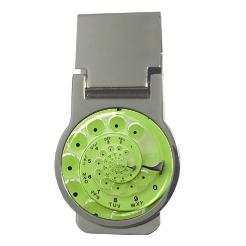 Retro Vintage Green Rotary Dial Spiral Droste Money Clip (Round) from ArtsNow.com Front