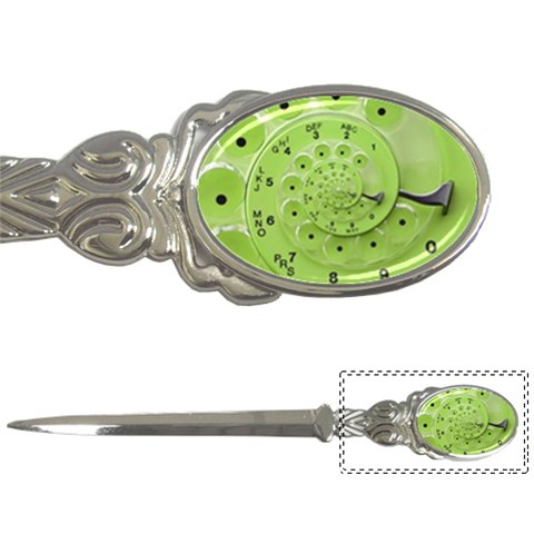 Retro Vintage Green Rotary Dial Spiral Droste Letter Opener from ArtsNow.com Front