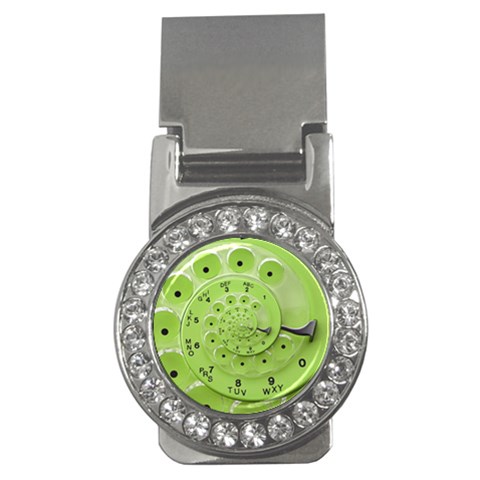 Retro Vintage Green Rotary Dial Spiral Droste Money Clip (CZ) from ArtsNow.com Front