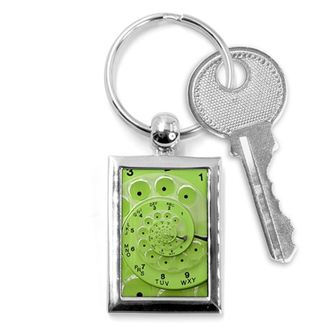 Retro Vintage Green Rotary Dial Spiral Droste Key Chain (Rectangle) from ArtsNow.com Front