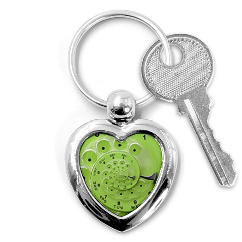 Retro Vintage Green Rotary Dial Spiral Droste Key Chain (Heart) from ArtsNow.com Front