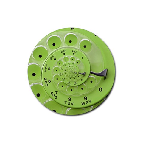 Retro Vintage Green Rotary Dial Spiral Droste Rubber Coaster (Round) from ArtsNow.com Front