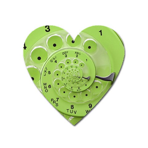 Retro Vintage Green Rotary Dial Spiral Droste Magnet (Heart) from ArtsNow.com Front