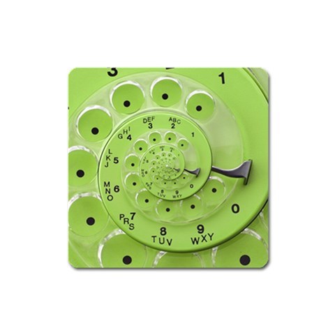 Retro Vintage Green Rotary Dial Spiral Droste Magnet (Square) from ArtsNow.com Front