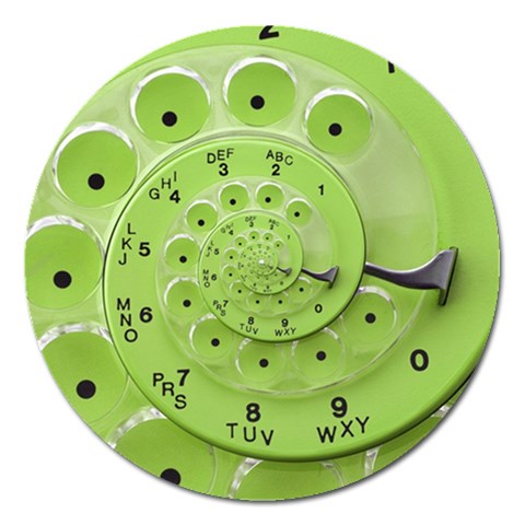 Retro Vintage Green Rotary Dial Spiral Droste Magnet 5  (Round) from ArtsNow.com Front