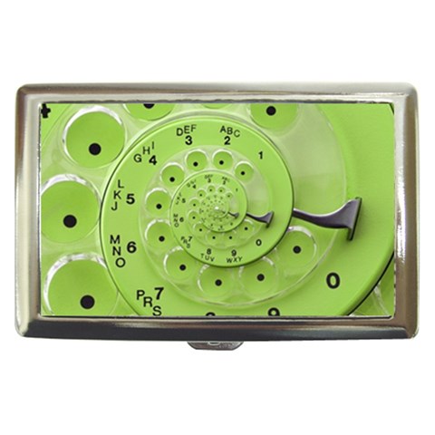 Retro Vintage Green Rotary Dial Spiral Droste Cigarette Money Case from ArtsNow.com Front