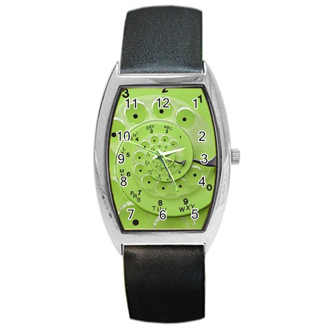 Retro Vintage Green Rotary Dial Spiral Droste Barrel Style Metal Watch from ArtsNow.com Front