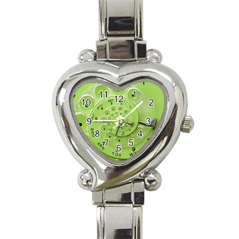 Retro Vintage Green Rotary Dial Spiral Droste Heart Italian Charm Watch from ArtsNow.com Front