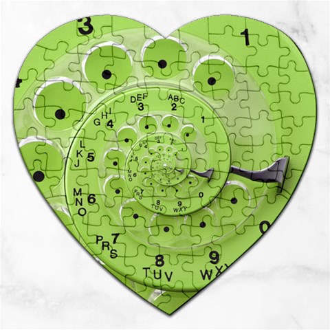 Retro Vintage Green Rotary Dial Spiral Droste Jigsaw Puzzle (Heart) from ArtsNow.com Front