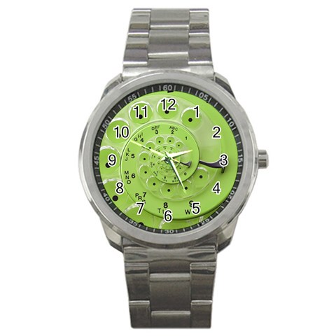 Retro Vintage Green Rotary Dial Spiral Droste Sport Metal Watch from ArtsNow.com Front