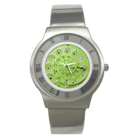 Retro Vintage Green Rotary Dial Spiral Droste Stainless Steel Watch from ArtsNow.com Front