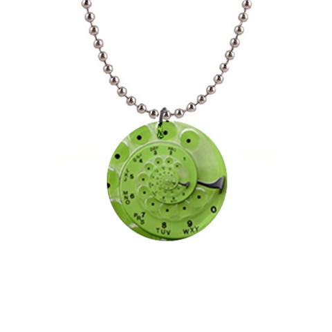 Retro Vintage Green Rotary Dial Spiral Droste 1  Button Necklace from ArtsNow.com Front