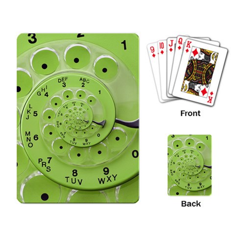 Retro Vintage Green Rotary Dial Spiral Droste Playing Cards Single Design from ArtsNow.com Back